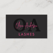QR-Code Auge Lashes Techniker Hot Pink Black Visitenkarte (Vorderseite)