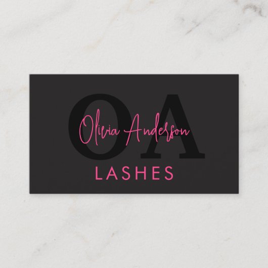 QR-Code Auge Lashes Techniker Hot Pink Black Visitenkarte (Vorderseite)