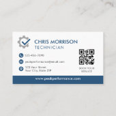 QR Code Auto Mechanic Service Repair Professional Visitenkarte (Rückseite)