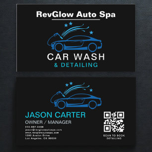 QR-Code-Autowäsche & -Detailing im blauen Luxussti Visitenkarte