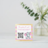 QR Code Baby Elephant Registry Gold Pink Card Begleitkarte (Stehend Vorderseite)