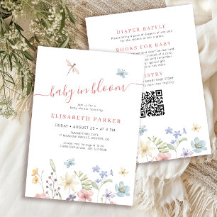 QR-Code-Baby-in-Blüten-wilde-Blumen-Baby-Mädchen-P Einladung