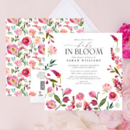 QR Code Baby in Blütenfarbendusche Einladung