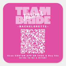 QR Code Bachelorette Buy Drink Team Bride Pink