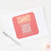 QR Code Bachelorette Buy Drink Team Bridge Peach Quadratischer Aufkleber (Umschlag)