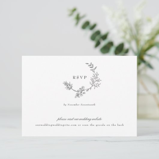 QR CODE BACK Hochzeit RSVP Karte (Stehend Vorderseite)