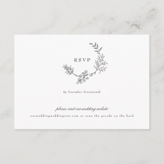 QR CODE BACK Hochzeit RSVP Karte (Vorderseite)