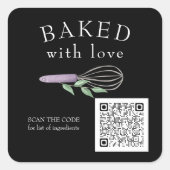 QR Code Backaking Food Business Scan Allegry Black Quadratischer Aufkleber (Vorderseite)