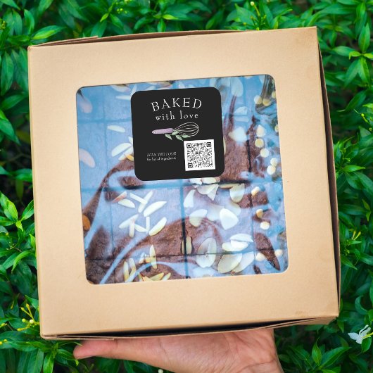 QR Code Backaking Food Business Scan Allegry Black Quadratischer Aufkleber