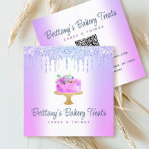 QR Code Bäckerei Lila Cake Glitzer Tropfen Nachtis