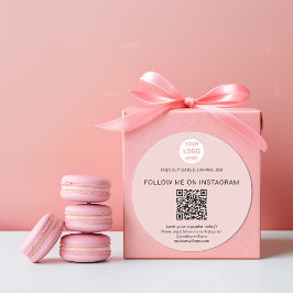 QR-Code-Bäckerei-Logo Pink-Aufkleber für Unternehm Runder Aufkleber