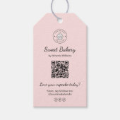 QR-Code-Bäckerei-Logo Rosa Geschäft Geschenkanhänger (Vorderseite)