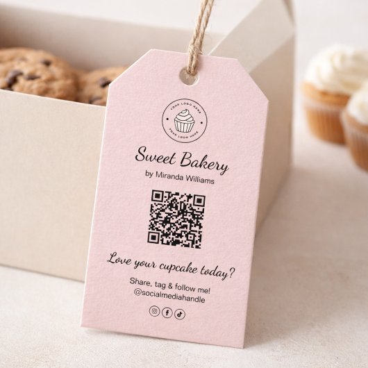 QR-Code-Bäckerei-Logo Rosa Geschäft Geschenkanhänger