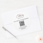 QR-Code Bäckerei Monogram-Logo Weißes Geschäft Runder Aufkleber (Umschlag)