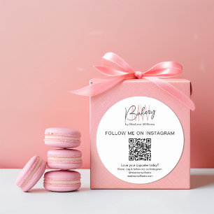 QR-Code Bäckerei Monogramm-Logo Geschäftsaufkleber Runder Aufkleber