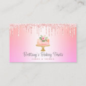 QR Code Bäckerei Pink Cake Glitzer Rainbow Ombre Visitenkarte (Vorderseite)