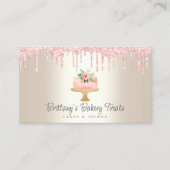 QR Code Bäckerei Rosa Pink Cake Glitzer Tropfen Go Visitenkarte (Vorderseite)