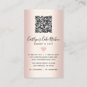 QR Code Bäckerei Rose Gold Glitzer Tropfen Nachtis Visitenkarte (Rückseite)