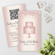 QR Code Bäckerei Rose Gold Glitzer Tropfen Nachtis