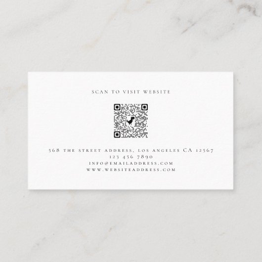 QR-Code-Bakenkarte für Minimalistische Logos Busin Visitenkarte (Rückseite)