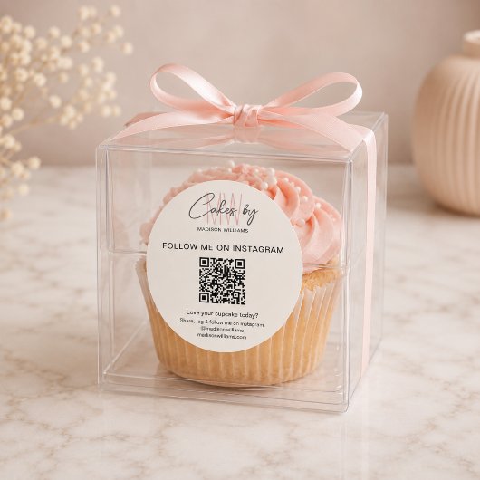 QR Code Bakery Cake Monogram Logo Business Runder Aufkleber
