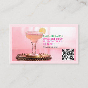 QR Code Bar & Lounge Pink Margarita Business Card Visitenkarte