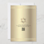 QR Code Bar Mitzvah Black Gold Script Tallit Bold Einladung (Rückseite)