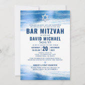 QR Code Bar Mitzvah Navy Fett Typografie Blue Foil Einladung (Vorderseite)