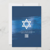 QR Code Bar Mitzvah Navy Fett Typografie Blue Foil Einladung (Rückseite)