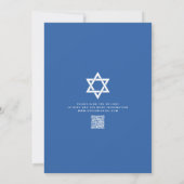 QR Code Bar Mitzvah Navy Silver Tallit Bold Script Einladung (Rückseite)