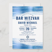 QR Code Bar Mitzvah Navy Typografie Blue Foil Bold Einladung (Vorderseite)