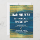 QR Code Bar Mitzvah Türkis Gold Foil Moderne Einladung (Vorderseite)
