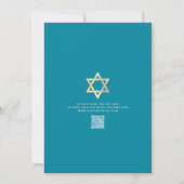 QR Code Bar Mitzvah Turquoise Ombre Agate Script Einladung (Rückseite)