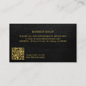 QR CODE Barbershop LOGO elegantes schwarzes Gold Visitenkarte (Rückseite)