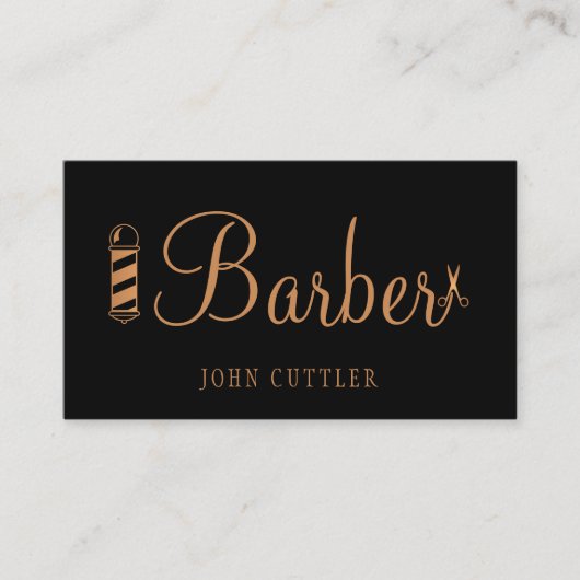 QR CODE Barbershop Schwarzgoldholzspäne Visitenkarte (Vorderseite)