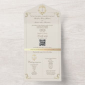 QR-Code Barock-Monogramm-Hochzeit All In One Einladung (Innen Boden)