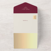 QR Code Baroque Burgundy Gold Wedding All In One Einladung (Außenbereich)