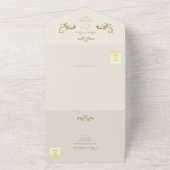 QR Code Baroque Gold Wedding All In One Einladung (Außenbereich)
