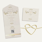 QR Code Baroque Gold Wedding All In One Einladung