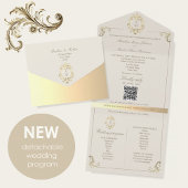QR Code Baroque Monogram Wedding All In One Einladung