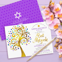 QR-Code Bat Mitzvah Lila Gold kühne Baum des Leben