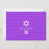 QR-Code Bat Mitzvah Lila Goldbaum des Lebens kühl Einladung (Rückseite)