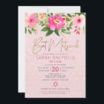 QR-Code Bat Mitzvah Pink Floral Gold Hebräischer N Einladung<br><div class="desc">Seien Sie stolz, freuen Sie sich und präsentieren Sie diesen Meilenstein Ihres Lieblings-Bat Mitzvah! Versenden Sie diese atemberaubende, moderne, personalisierte QR-Codeeinladung für eine Veranstaltung, an die Sie sich erinnern können. Eine schicke, atemberaubende, rosa und pfirsichfarbene Aquarellfarbe, mit Imitaten Goldfolien-Schrift-Typografie und moderner staubiger Rose und grauer Sans Serif-Schrift überlagert einen weichen...</div>