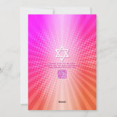 QR Code Bat Mitzvah Retro Rosa Orange Gradient Spa Einladung (Rückseite)
