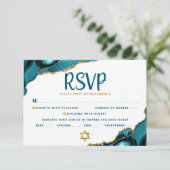 QR-Code Bat Mitzvah Turquoise Agate Bold RSVP-Kart Einladung (Stehend Vorderseite)