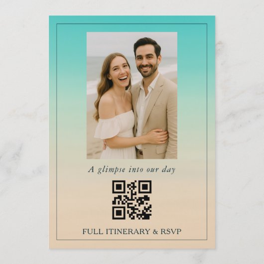 QR Code Beach Elopement Wedding Reception Einladung (Rückseite)
