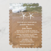 QR Code Beach Starfish Sandy Ocean Wedding Einladung (Vorne/Hinten)