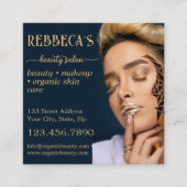 QR Code Beauty Salon Foto Business Quadratische Visitenkarte (Vorderseite)