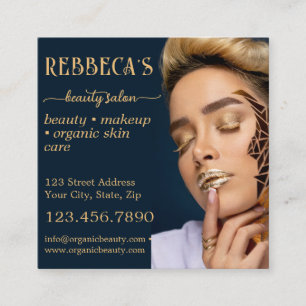 QR Code Beauty Salon Foto Business Quadratische Visitenkarte