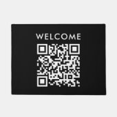 QR-Code Begrüßung | Black Minimalistisch Simple Sc Fußmatte (Vorderseite)